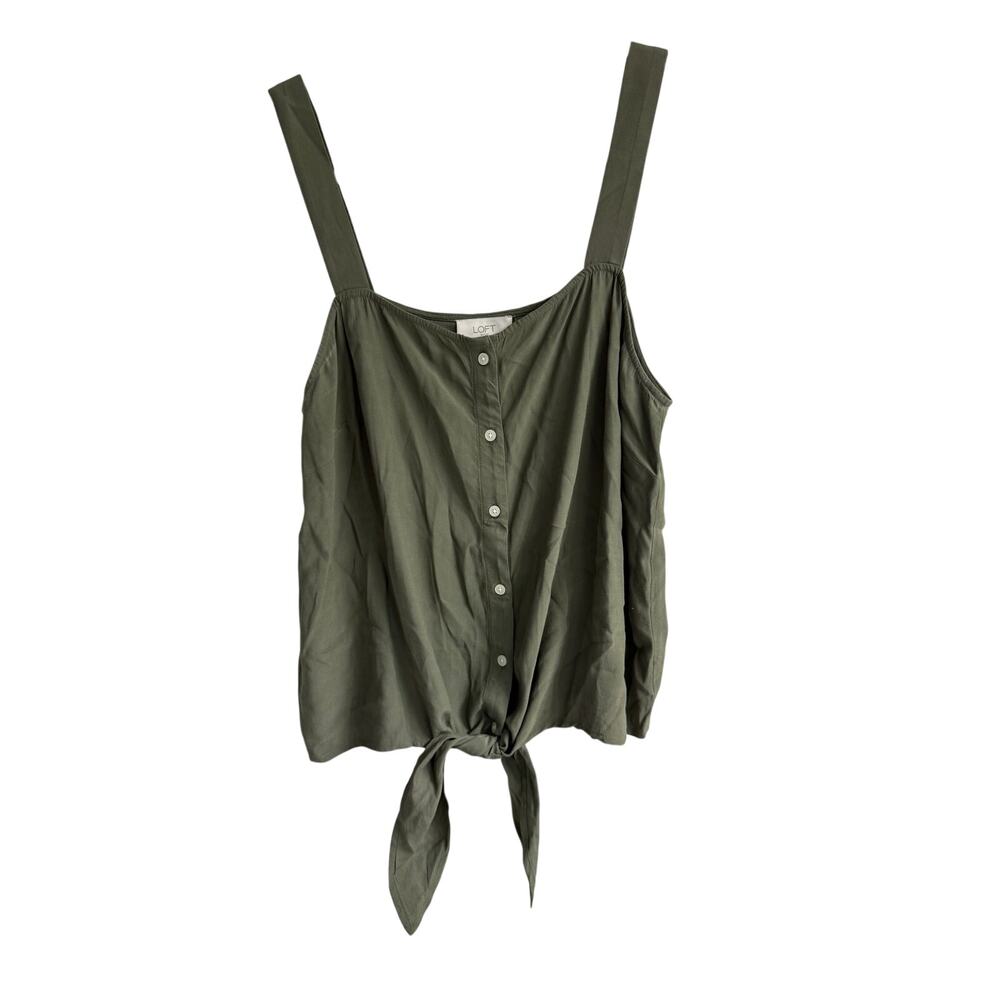 LOFT Outlet Olive Green Tie Front Tank Top Size Large 100% Viscose